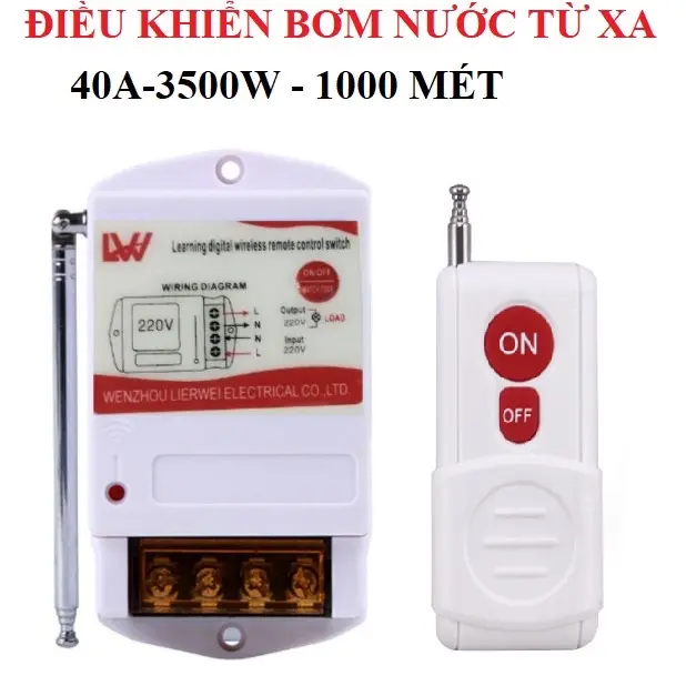 Bộ điều khiển máy bơm nước từ xa công xuất lớn LW-40A 3500W 220V 1000 MÉT công tắc điều khiển từ xa, sử dụng cho máy bơm 2000w