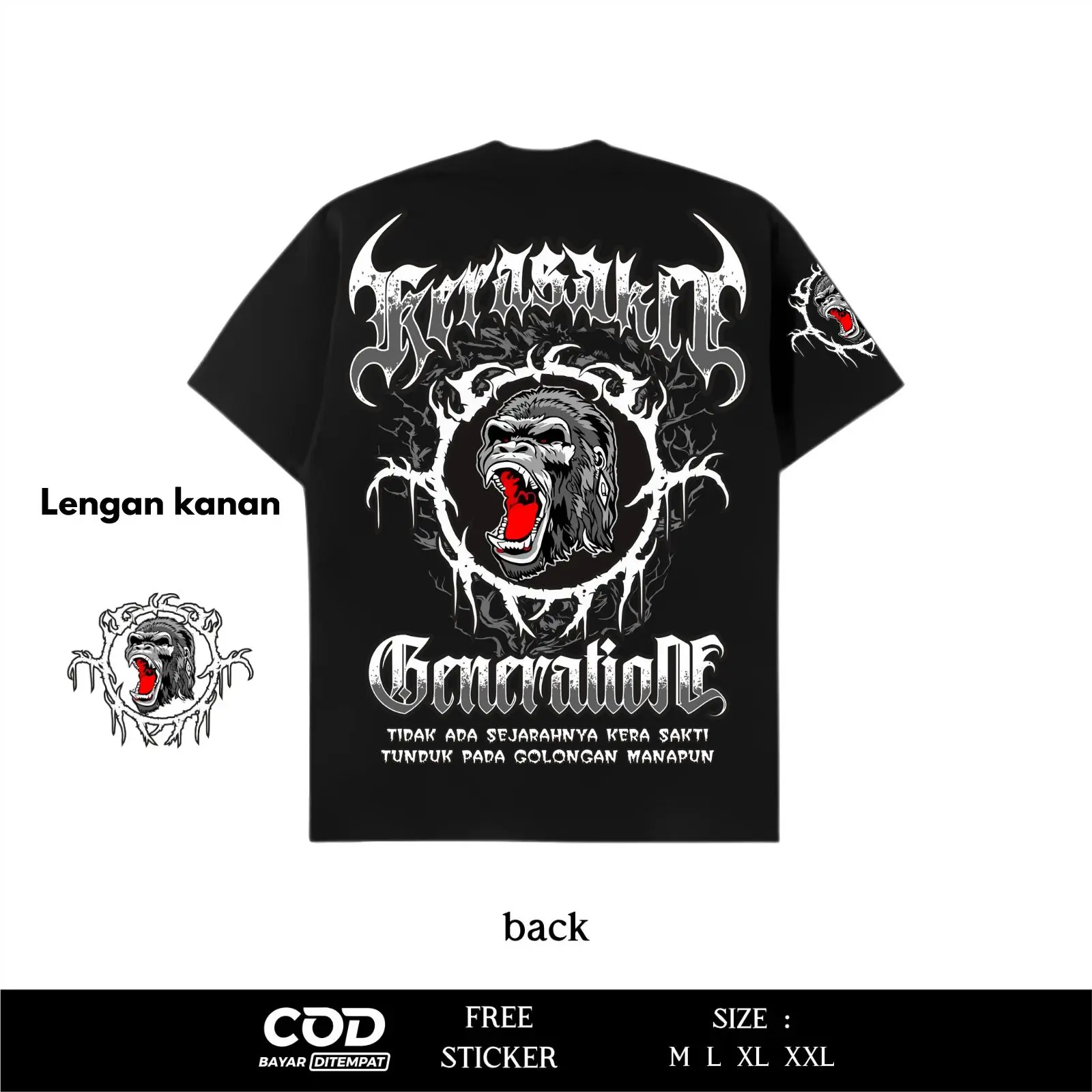 Kaos Kera Sakti Lengan Kanan Generation Tidak Ada Sejarahnya Kera Sakti Sablon DTF