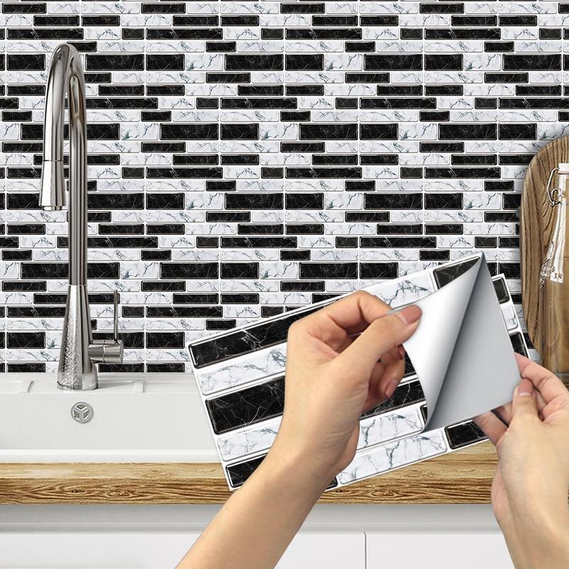 Marble Pattern Tile Sticker, 20pcs Self-adhesive Waterproof Removable Wall Sticker, Peel and Stick Wallpaper for Kitchen Bathroom Backsplash 0