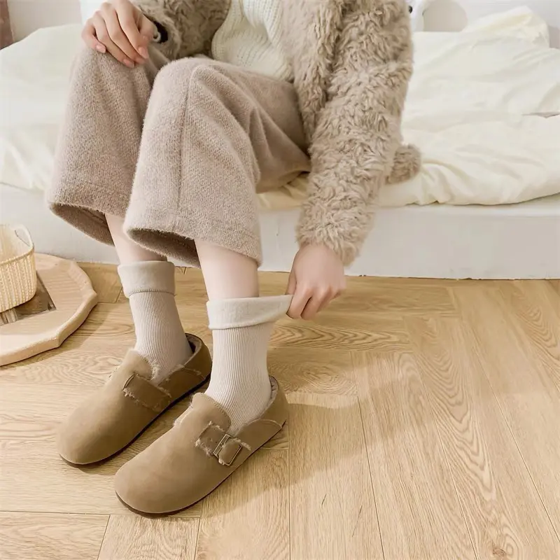 Set 10 Đôi Tất Vớ Cotton Lót Lông Nỉ Giữ Nhiệt Cao Cổ Siêu Ấm Màu Pastel Cho Nữ tn1 4