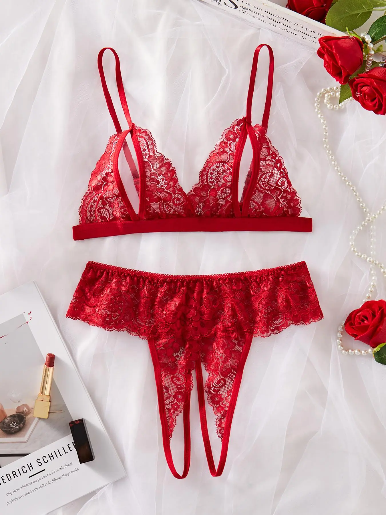Women's Floral Lace Underwear Set Two-Piece Set, Sexy Comfy Breathable Lingerie Set for Daily Wear, Women's Underwear Set for All Seasons