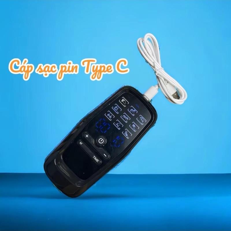 Product Introduction of Máy mát xa mini - massage cổ vai gáy, tay,  chân, lưng, bụng - 2 giắc kết nối miếng dán - 4 miếng dán mát xa - máy massage 7