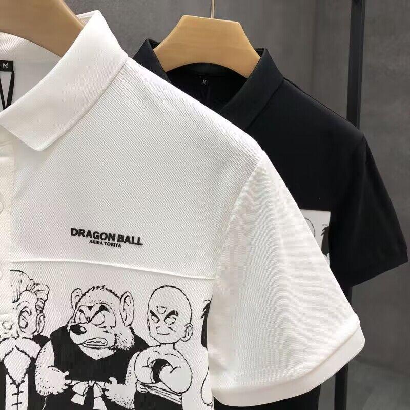 Product Introduction of 2023 Summer New Trendy, Personalized and All-Match Top Trendy Men's Polo Shirt Cartoon Printing Lapel T-shirt 6