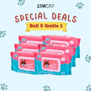 SC Beli 5 Gratis 1 Tisu Basah Kucing Mandi Serbaguna Mata Telinga Bayi Anak Kitten Eye Pet Wipes