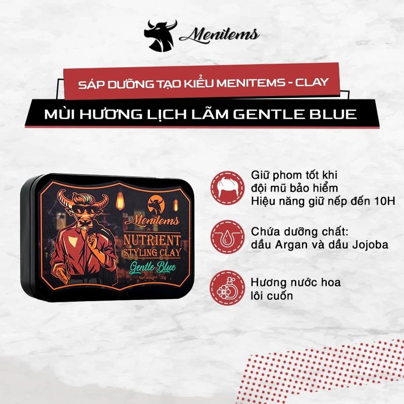 [MUA 1 TẶNG 1] Sáp Vuốt Tóc Clay Gentle Blue 100g Menitems, Giúp Chăm Sóc Tóc, Dưỡng Tóc - CD02