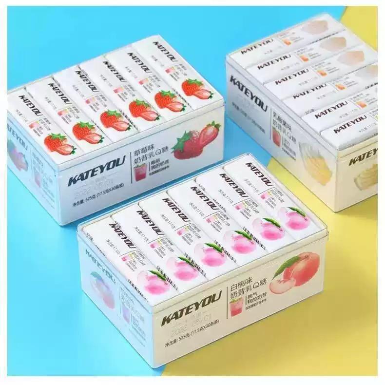 Thanh Kẹo Dẻo Sữa Chua Hoa Quả KATEYOU 17.5g, Kẹo Mềm Trái Cây Mix Vị 4