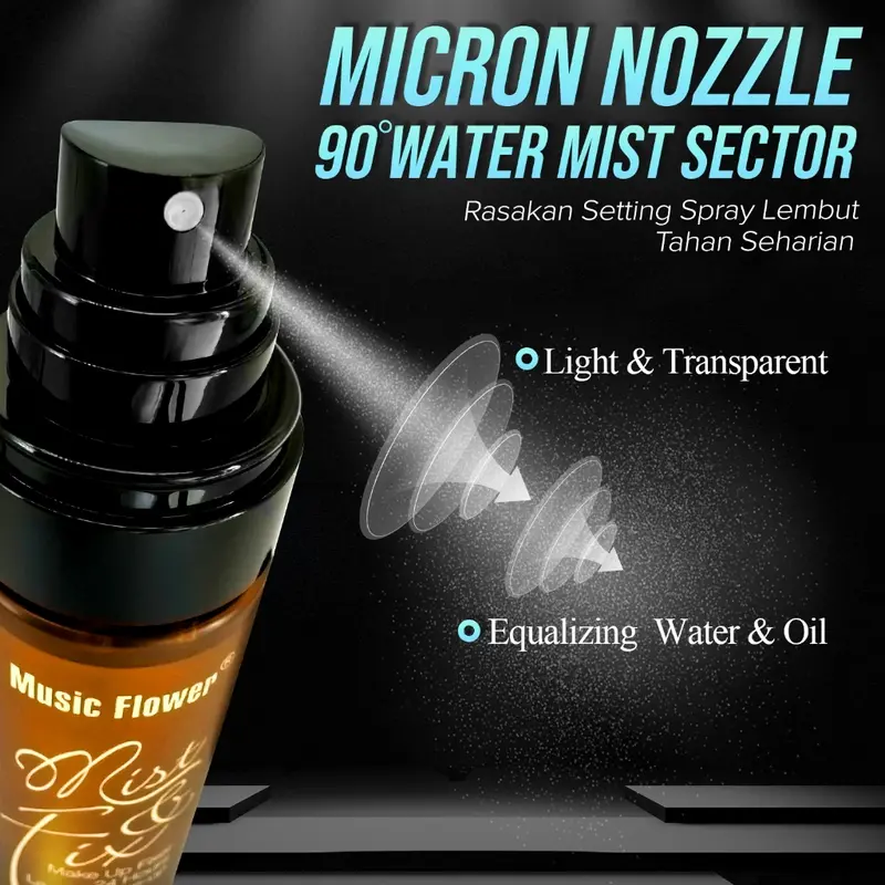 Music Flower Set: Photo Genic Liquid Foundation Powerstay 24H Matte Base + Moisturizing Setting Spray Fix Makeup 7