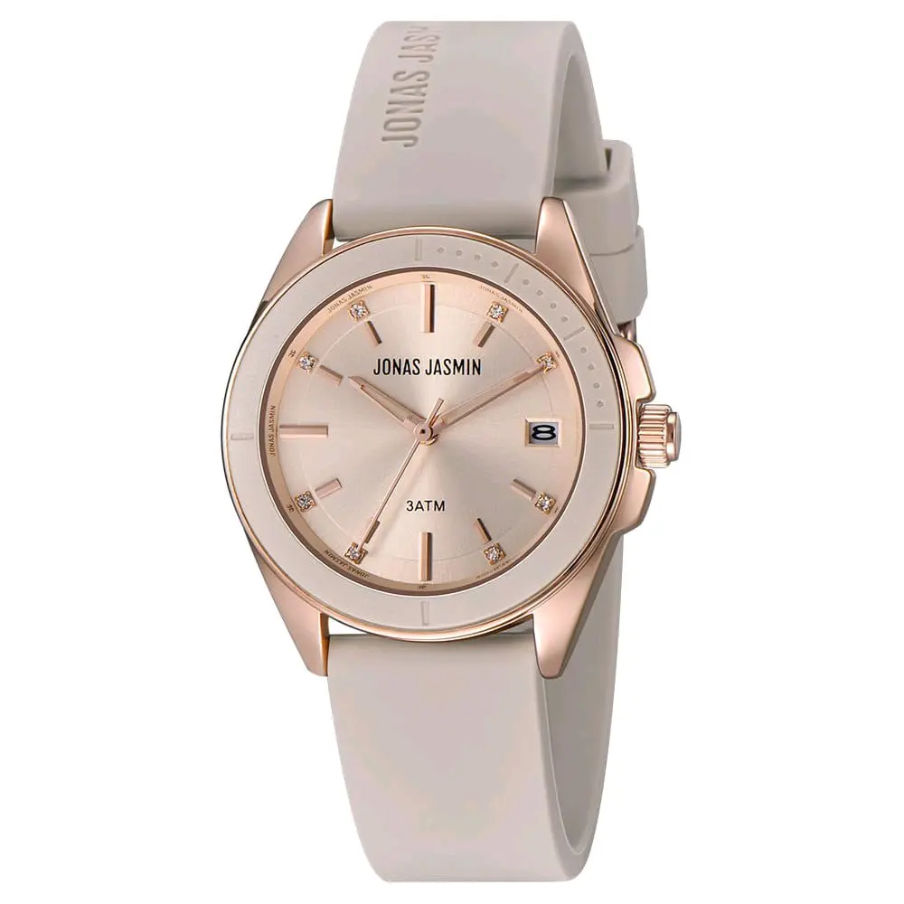 JONAS JASMIN ORIGINAL NEA RING MIKA HY-2268SAX || JAM TANGAN FASHION WANITA STRAP RUBBER FITUR TANGGAL AKTIF DIAMETER 3,4CM INCLUDE BOX MANUAL + KARTU GARANSI