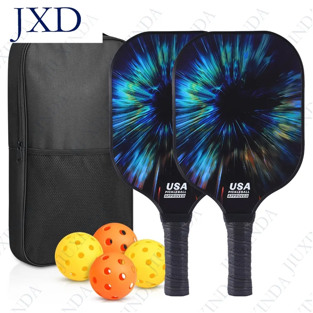 JIUXINDATT Pickleball Paddles Set of 2,Carbon Fiber and Graphite Face,Non-Slip Grip,USAPA Approved Pro Pickleball Set with 4 Pickleball Balls Outdoor Indoor,Pickleball Net Bag | Pickle Ball R
