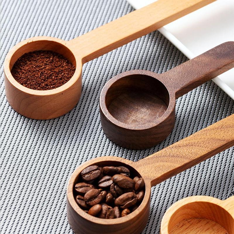 Random Color Wooden Coffee Measure Spoon, 1 Count Quantitative Spoon For Coffee Powder & Coffee Beans, Home Kitchen Tools Utensils 2