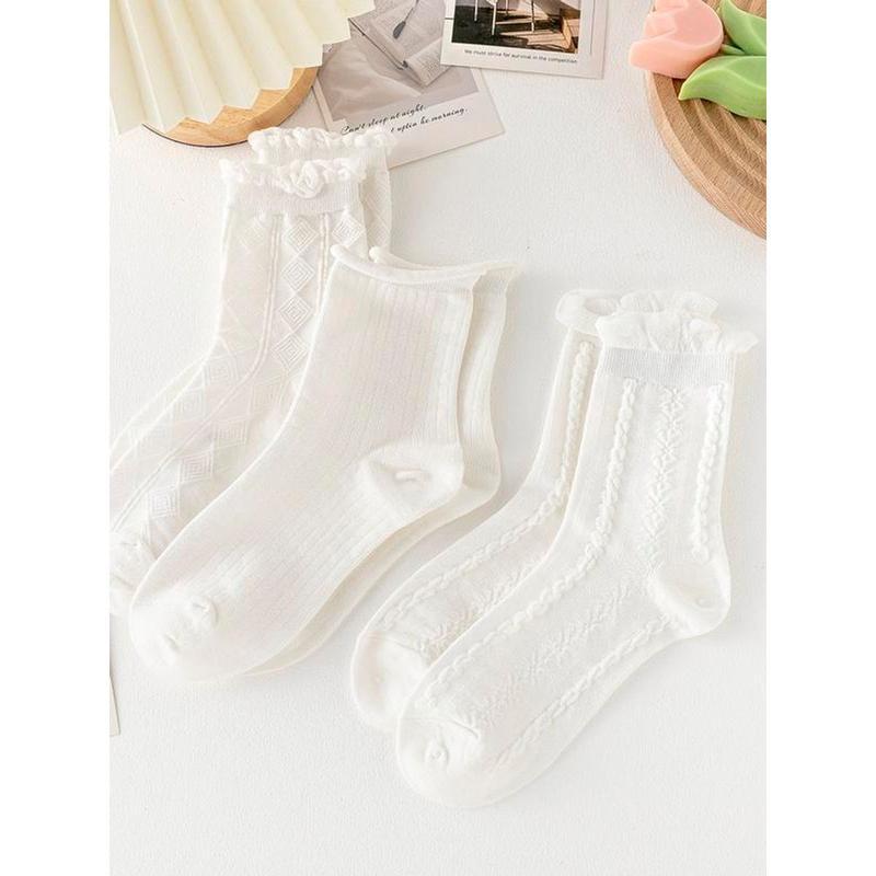 Set 10 Đôi Tất Nữ Cao Cổ Trắng Phong Cách Vintage Tiểu Thư Siêu Hot 6