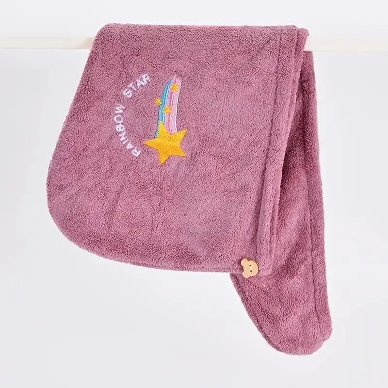 Star & Letter Pattern Hair Towel, Soft Hair Towel Wrap, Hair Towel Cap for Women & Girls, Girly Bedroom Accessories, Boyfriend Gifts 3