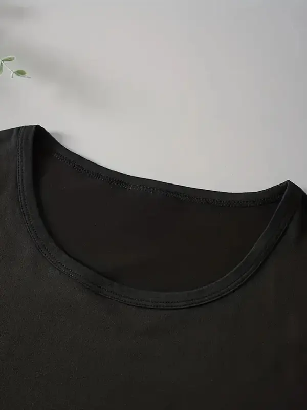 Plus Size Letter Print Round Neck Tee, Fashion Casual Crew Neck Short Sleeve T-Shirt for Daily Outdoor Wear, Women Plus Clothing for Spring Fall 5