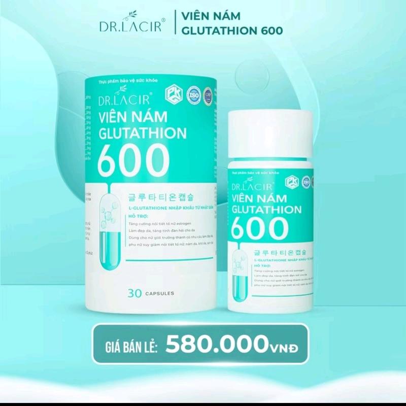  COMBO 5 LỌ VIÊN UỐNG GLUTATHIONE 600 DRLACIR hỗ trợ trắng da mờ nám 