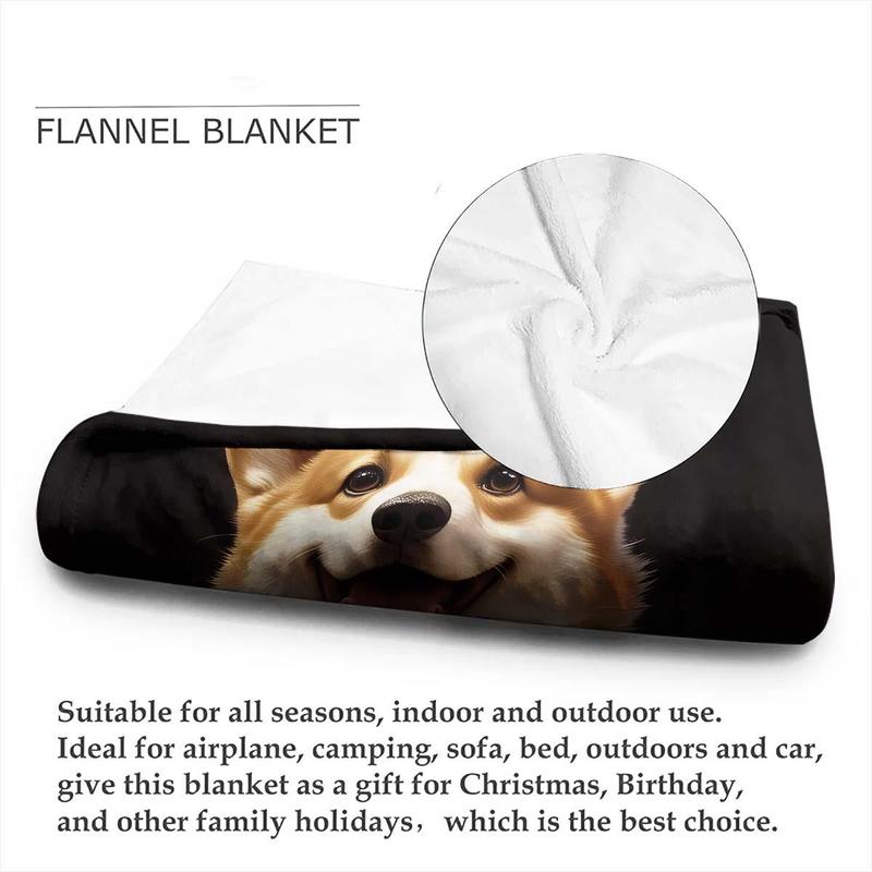 Product Introduction of Cute Corgi Family Pattern Blanket, 1 Count Soft Throw Blanket, Air-conditioned Room Blanket, Warm Nap Blanket for Home & Office 6