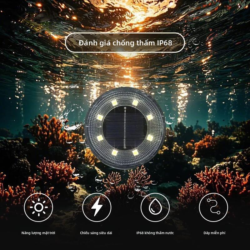 Đèn năng lượng mặt trời 8LED/12LED/16LED bằng thép không gỉ, đèn cắm đất ngoài…