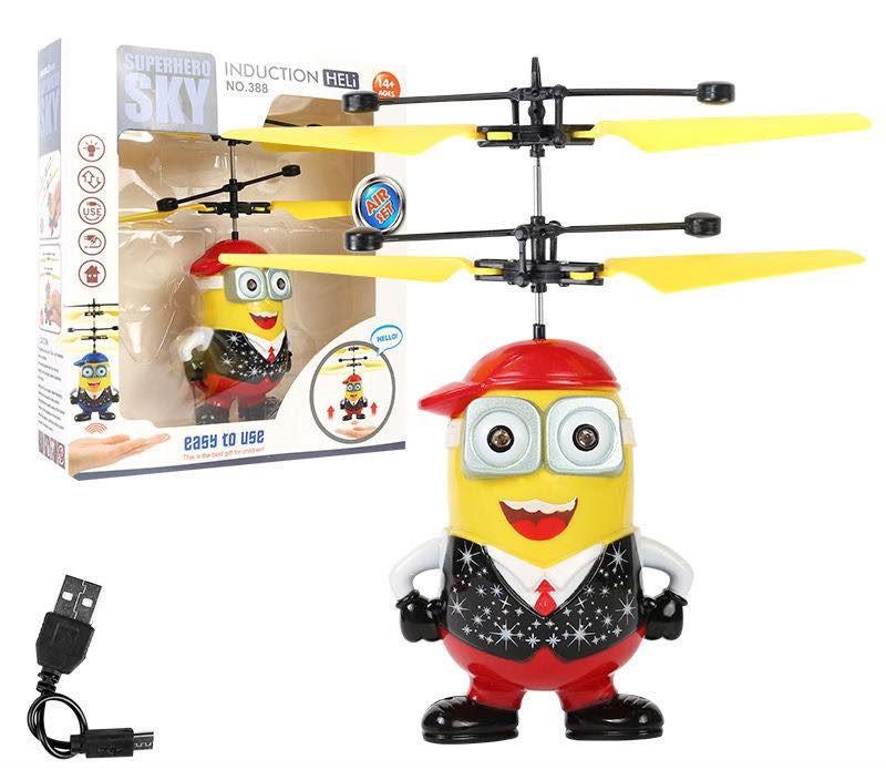 Máy bay Điều khiển Mô hình Đội trưởng mỹ, người nhện Doremon , Minion, người sắt iron man, Nija mặt nạ bay cảm ứng tay Máy bay đồ chơi trẻ em- Con bay cảm ứng pin sạc Toy