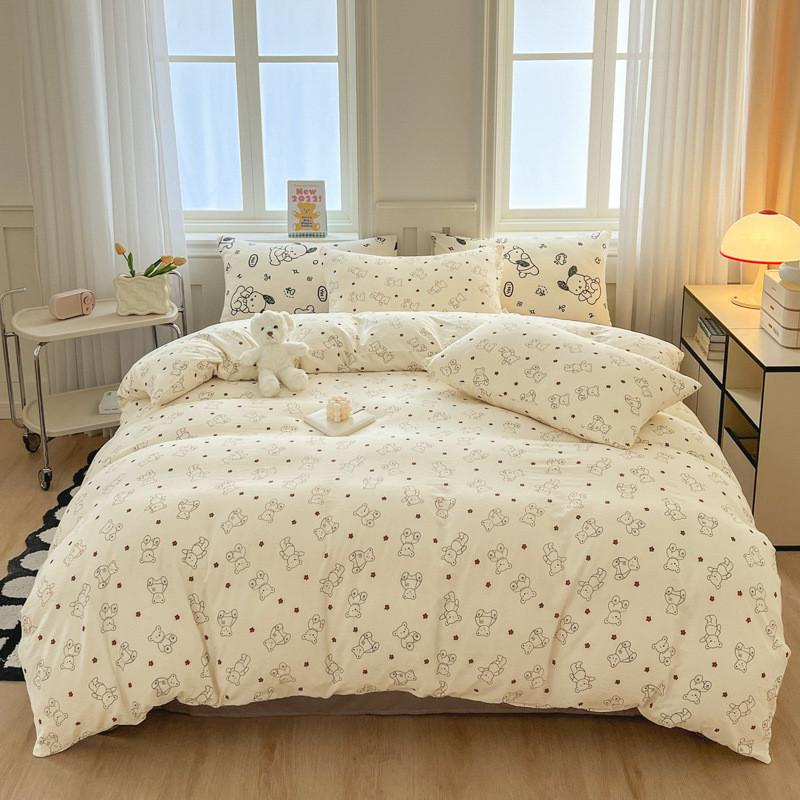 Bộ Chăn Phao Cotton Đũi Sơ Đậu Nành 5 Món Đa Dạng Mẫu Mã (1 Chăn Dày + 2 Vỏ Gối + 1 Ga Bọc Đệm + 1 Vỏ Ôm)