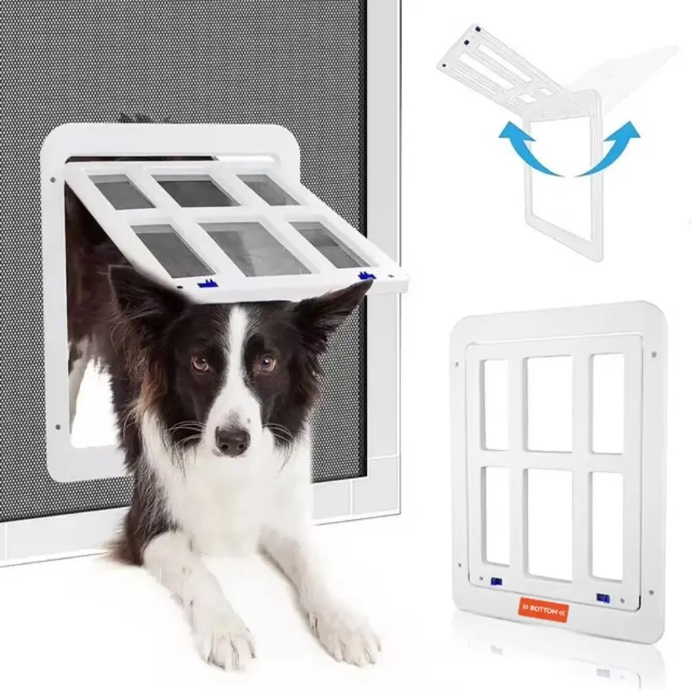 Sturdy Free Entry Pet Screen Door 2 Way Locking Magnetic Closure Cats Window Gate Lockable Easy Install Lattice Cat Door Hole Pet Supplies