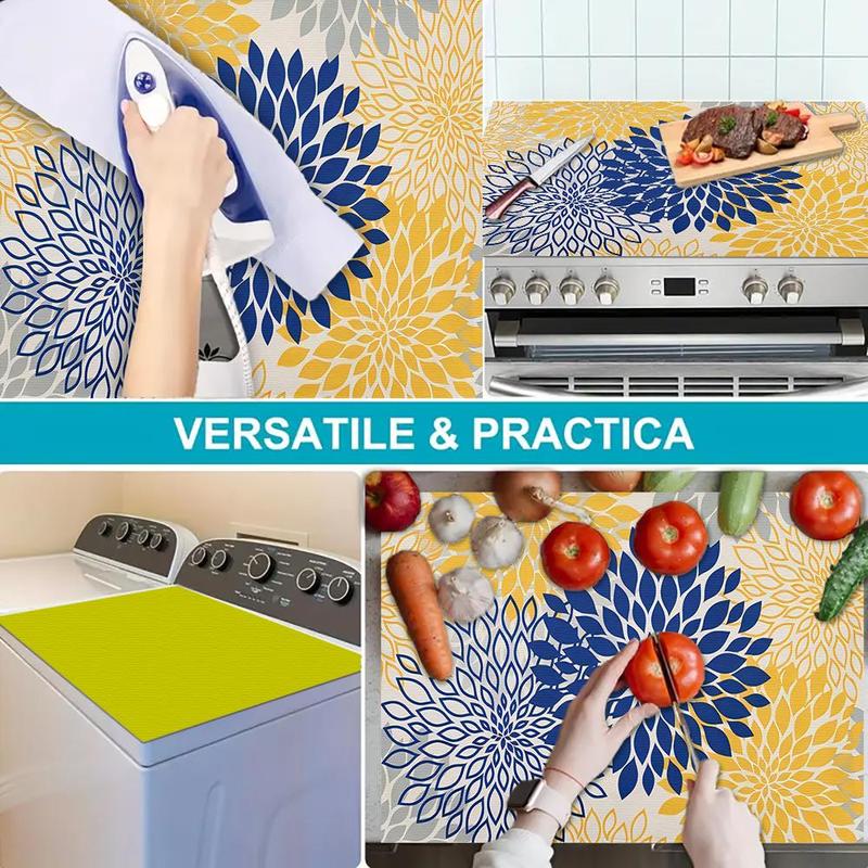 Floral Pattern Heat Resistant Oven Liner, Non Slip & Waterproof Oven Mat, Dustproof Oven Pad for Home Kitchen, Kitchen Accessories 7