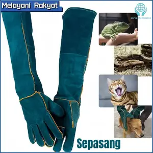 62cm Reptile Protectiove Gloves Sarung Tangan Pelindung Sarung Tangan Anti Cakar Gigit Reptil Ular Kura Kadal Burung Kucing Anjing Anti Bite Gloves