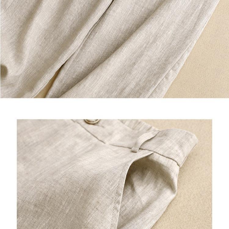Quần ống rộng linen khóa trước chun lưng vải sợi tre thân thiện môi trường, vải mềm mát 3 màu Nữ Women Ong Pants 6