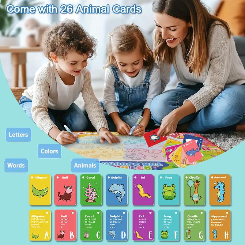 2 in 1 Water Doodle Mat, 1 Set Large Water Painting Doodle Drawing Mat, Throwing Ball Toy Design on the Back, Suitable for Parent Interaction 5