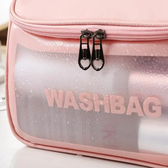 BISA COD T5473  Tas Kosmetik / Pouch WashBag / Organizer Bag / Tas Kosmetik Waterproof Tas Washbag Transparan Besar Kulit Plastik 4