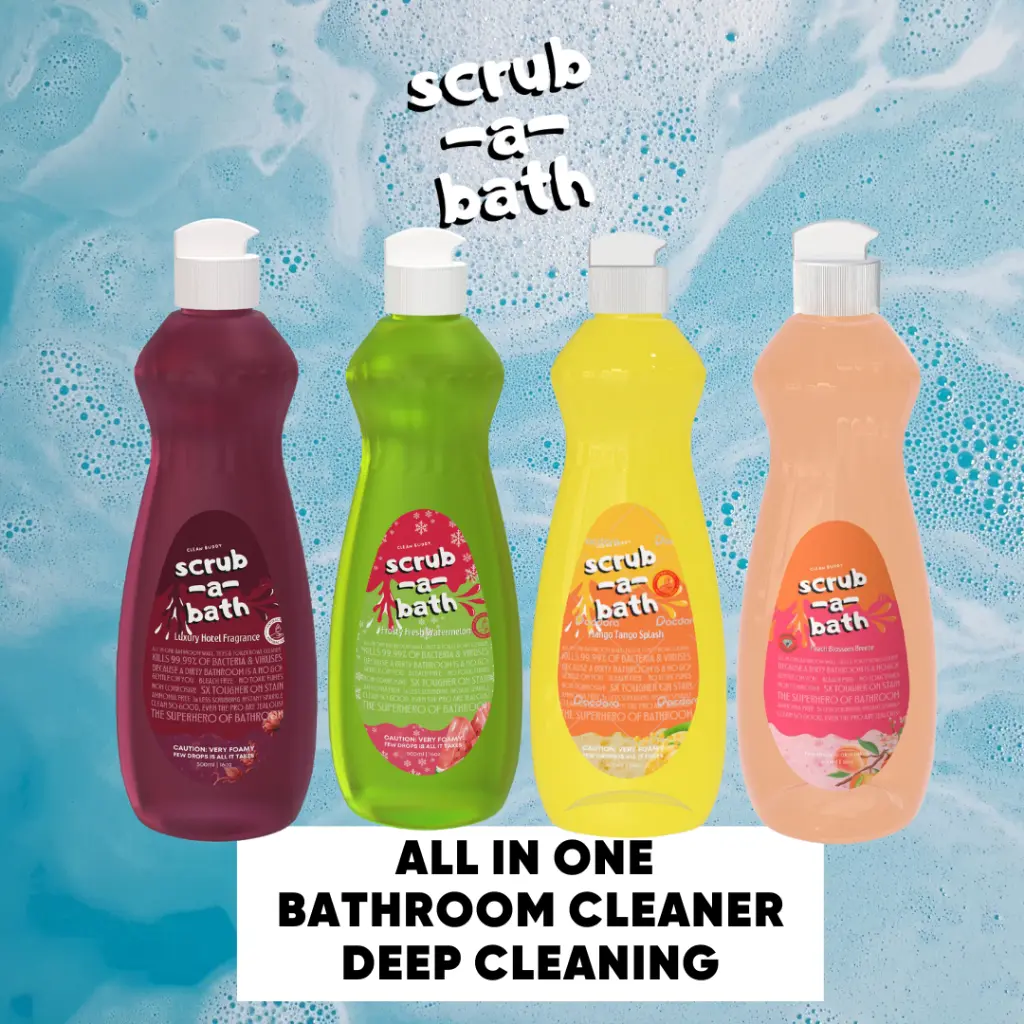 Clean Buddy Scrub A Bath All in One 500ML – Pembersih Bilik Air 3 Dalam 1 untuk pembersihan mendalam. Sesuai untuk membersihkan dan menghilangkan kotoran degil di bilik mandi dengan mudah dan berkesan.