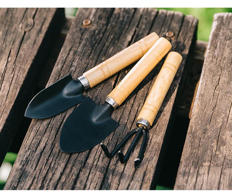 Product Introduction of A set of three potted small shovel sets, flower planting shovels, soil loosening shovels, gardening planting succulent tools, a set of three pieces, suitable for household use, wooden handle, anti-fouling paint plating 2