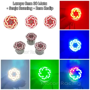 Lampu Stop Rem Belakang 30 mata LED Gepeng 2 Mode Gerak Dan Kedip Untuk Motor Dan Mobil