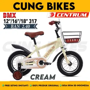 Sepeda Anak Laki Perempuan BMX Ukuran 12 16 18 Inch CENTRUM 317 Keranjang besi