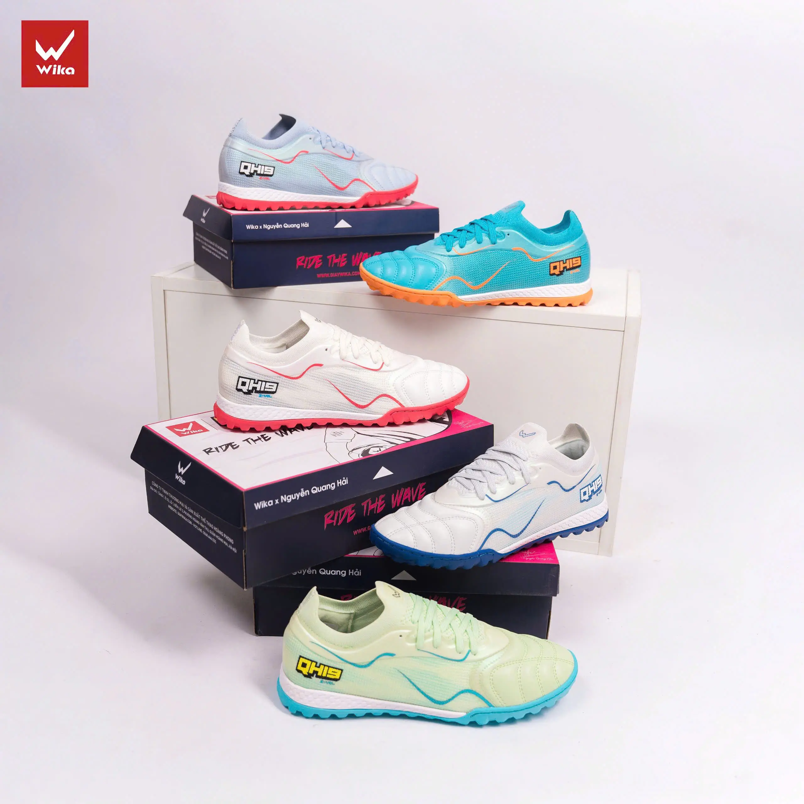 GIÀY BÓNG ĐÁ WIKA QH19 Z-VOL 2024 [TẶNG TẤT+ BÌNH XỊT KHỬ MÙI+ TÚI RÚT] Sneaker Sport Cao Su Tập Thể Dục