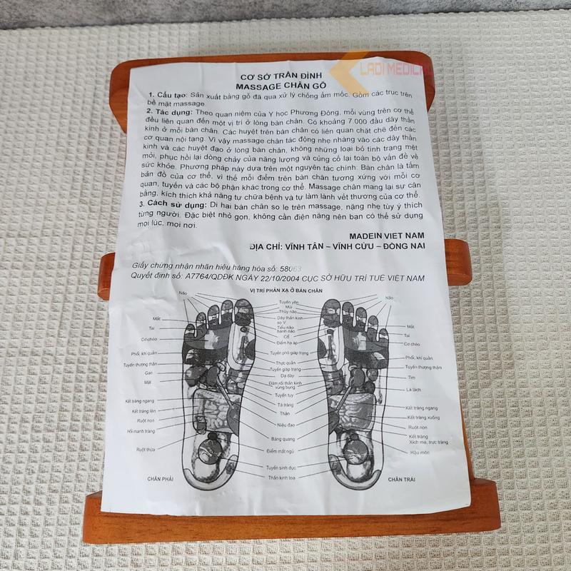 Bàn lăn chân gỗ Massage 6 hàng TRẦN ĐÌNH ( 31 x 24 x 10 cm) 5