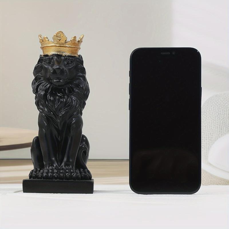 1pc Majestic Crowned Lion Statue - Rustic Royal Resin Figurine for Indoor and Outdoor Decor - Mantel, Bookshelf, Office Accent, Regal Animal Sculpture with Premium Details Room Ornaments 5
