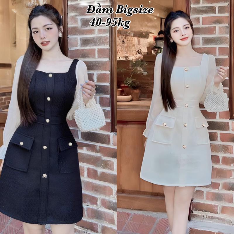 HCM Thời Trang Én Nhỏ Có Bigsize Đón Tết - Đầm Váy Bigsize Nữ Vải Linen Tay Dài Cao Cấp Thiết Kế Dự Tiệc Xinh Đẹp Sang Trọng Dễ Thương Thanh Lịch Giá Rẻ đủ size 40-95kg ennhocobigsize Women Thun Dress Kim Tuyến Trắng - 2220