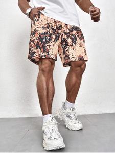 Men's Oil Painting Floral Print Drawstring Waist Beach Shorts, Regular Fit Casual Comfy Breathable Pocket Shorts for Summer, Men's Bottoms for Beach Vacation
