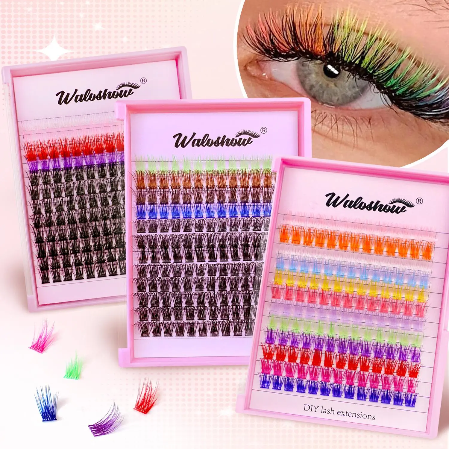 Mixed Color Individual False Eyelashes, 156pcs/box Natural Look Eyelash Extensions, Self Grafting Curl Eyelashes for Daily and Party Makeup