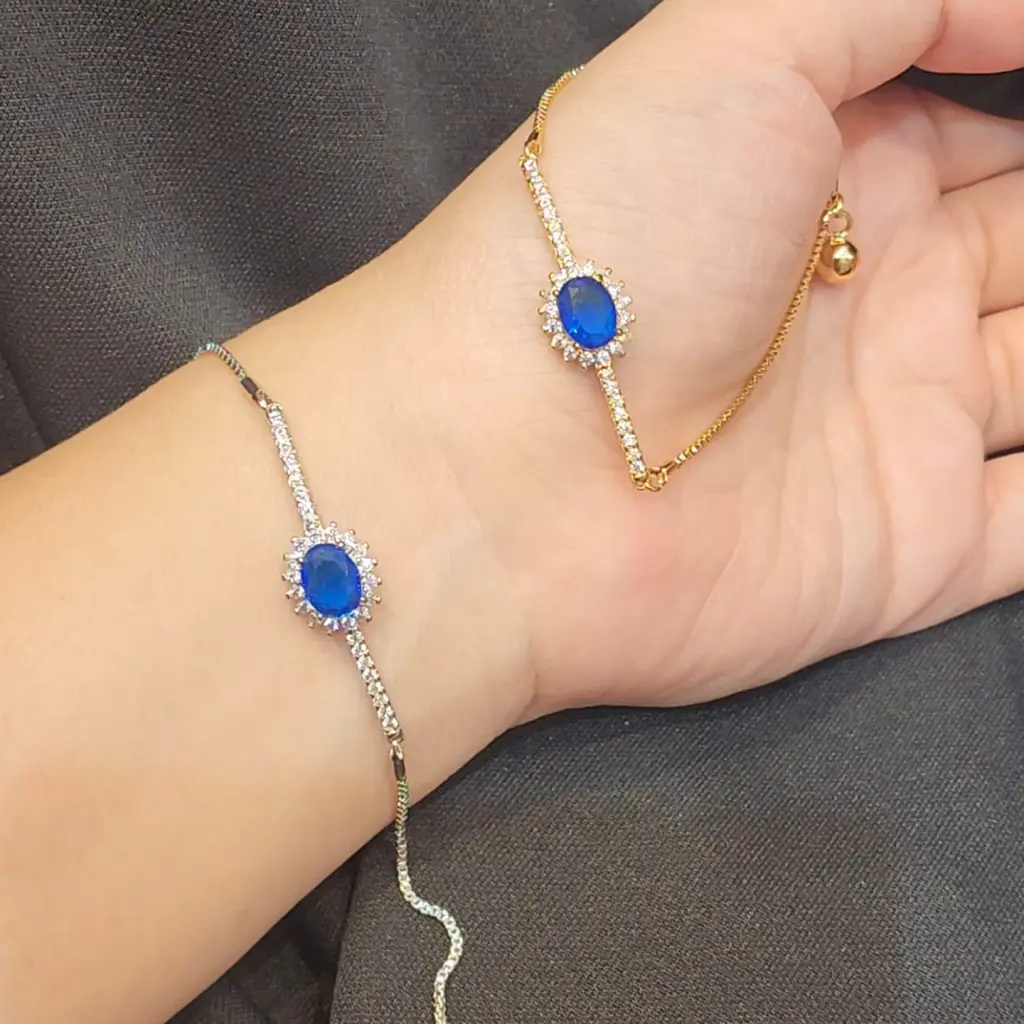 Gelang Serut Diana Mata Biru Safir GLR-411 VR