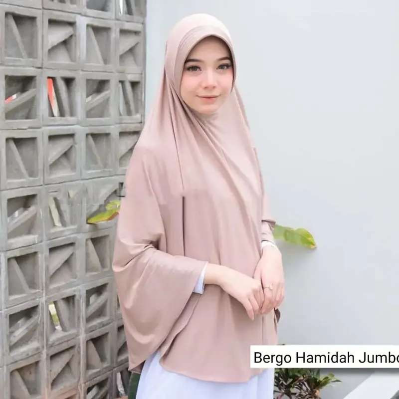 Hijab/Jilbab Khimar Bergo Hamidah Semi jumbo Spandek Jersey | Jilbab Bergo Simple Pad XL Spandek Jersey | Kerudung Ukuran Semi Jumbo, Muslim Instan Syari Panjang Layer 0