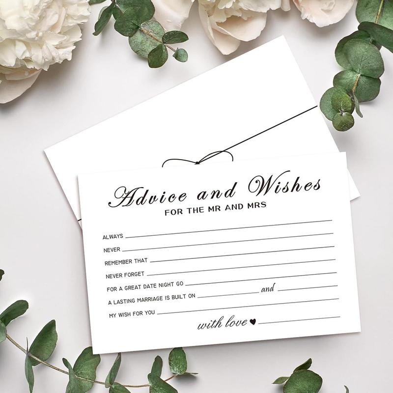 Wedding Party Advice & Wishes Card, 50pcs/set Wedding Dinner Event Table Decoration Writable Card, Wedding Blessing Card 3
