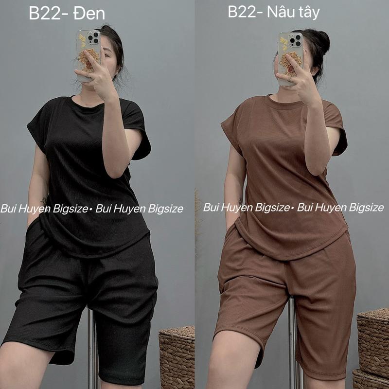 B22 Sét Bộ Áo Cộc Tay Hến Quần Ngố Chất Tăm Lạnh BIGSIZE FORM 55-90kg