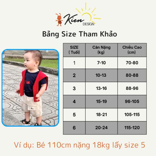 [Kiến Design] B06 Bộ quần áo yêu nước thêu cờ đỏ sao vàng kèm khăn cho bé trai bé gái,size 7-24kg 1
