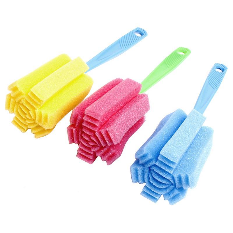 Product Introduction of Kitchen Cleaning Tool Sponge Brush For Wineglass Bottle Coffe Tea Glass Random Color R7O7 11