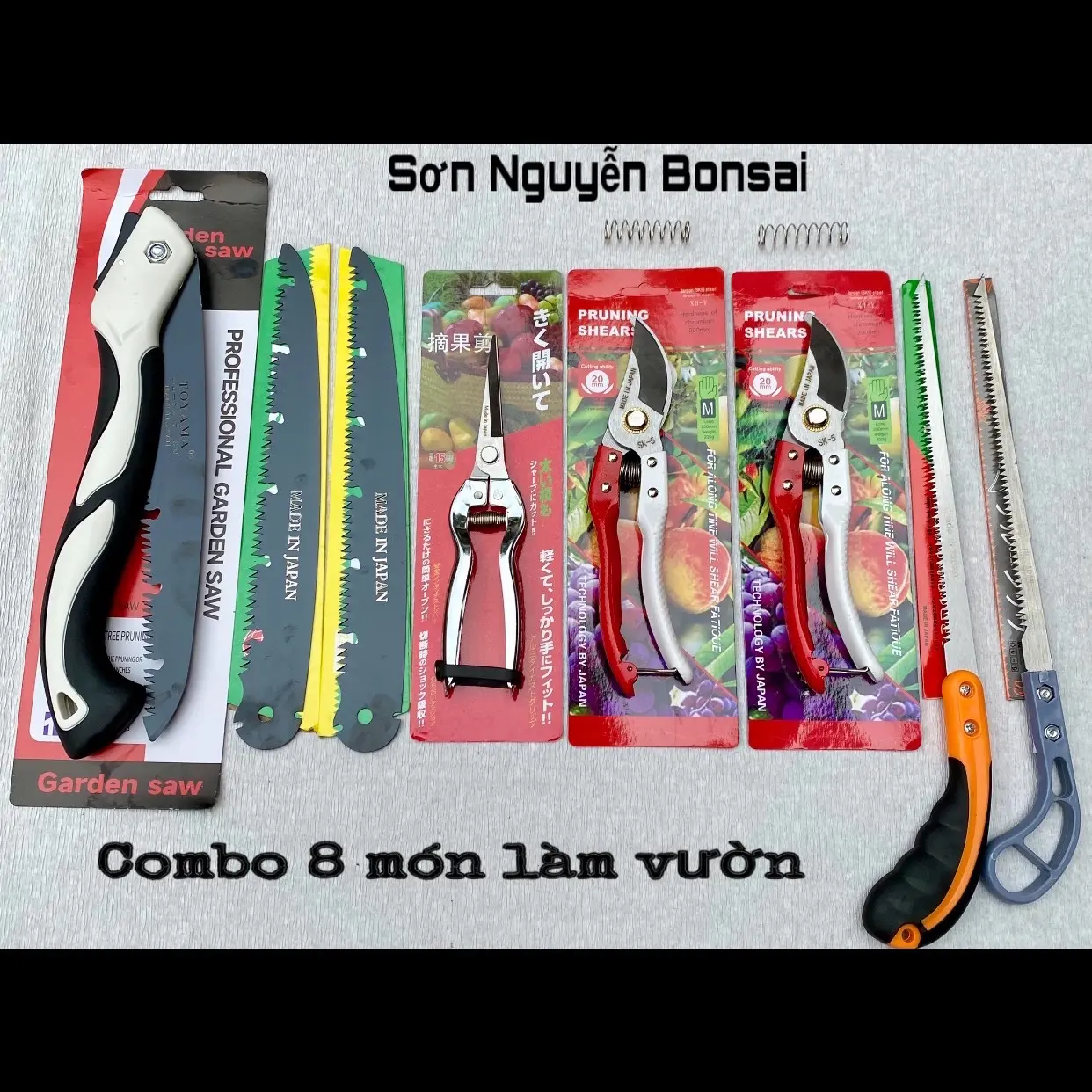 Bộ Dụng Cụ 8 Món Làm Vườn Tặng Kèm Lò Xo