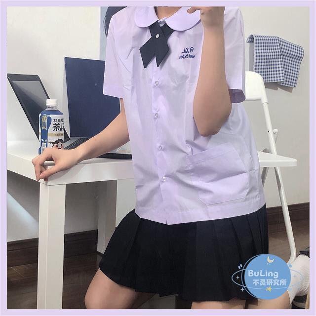 Product Introduction of College style school uniform JK lavender short-sleeved student shirt first love versatile round neck doll collar top girl 10