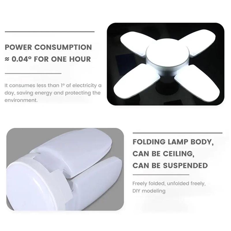 Product Introduction of 28W Fan Shape LED Bulb E27 LED Lamp Foldable 220V 110V Light Bulbs For Home Living Room Warehouse Garage Ceiling Light 26