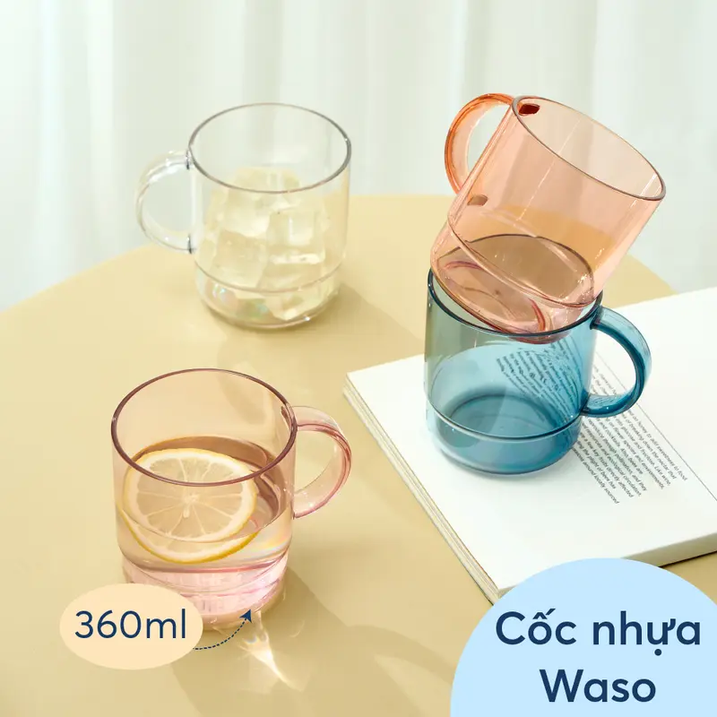 QUÀ TẶNG KHÔNG BÁN - Cốc nhựa Inochi Waso 360ml + 490ml, nhựa cao cấp an toàn, cốc trong suốt, bền đẹp 3