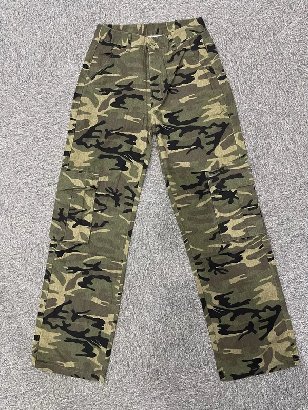 Women's Camo Print Straight Leg Jeans, Street Fashion Casual Denim Pants for Daily Wear, Ladies Bottoms for All Seasons 2
