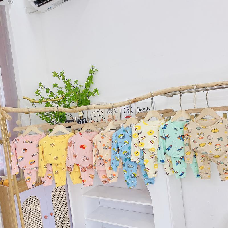   5-16kg  Set 3-5 Bộ quần áo dài tay thu đông mặc điều hòa chất thun lạnh in hình thú ngộ nghĩnh cho bé trai bé gái Jean 